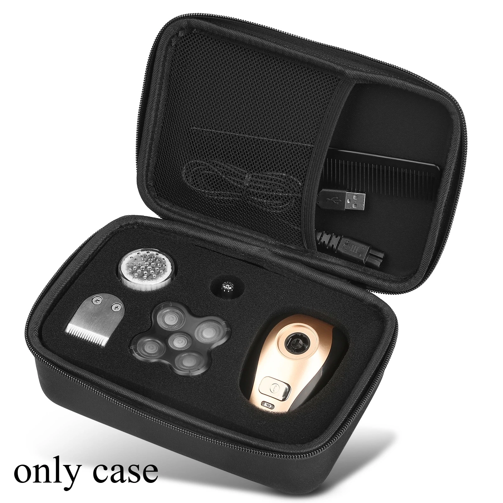 Head Shaver Case for Telfun Vsmooth FlexSeries Body Hair Shaver Rotary Blades, Clippers, Nose Trimmer, Brush for Men (Bag Only)