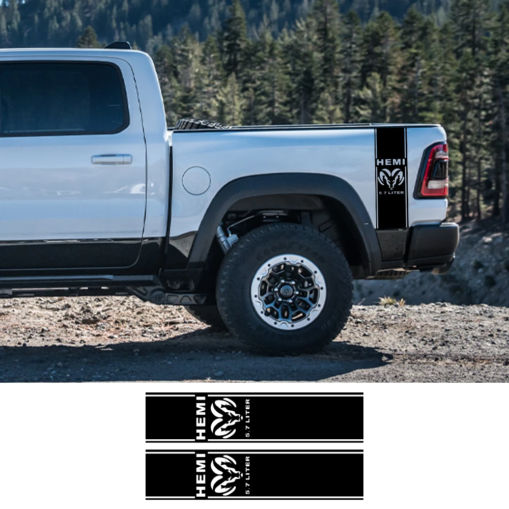ملصقات لاقط لدودج رام 1500 2500 هيمي المتمردين 5.7 لتر شاحنة الباب الخلفي الجانب مخصص ملصق مائي غطاء الفينيل اكسسوارات السيارات