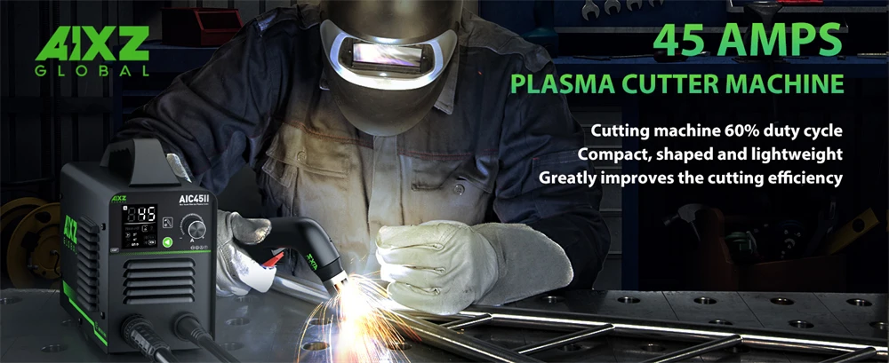 AIXZ AIC45II 220V 45 Amps Plasma Cutting Machine 60% Duty Cycle IGBT Inverter Non-HF Non-Touch Pilot ARC Air Plasma Cutter 2T/4T Cutting 1-16mm Greatly Improves Cutting Efficiency