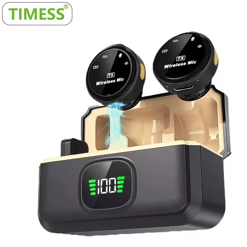 TIMESS Wireless Lavalier Lapel Microphone Android Type-C Phone Live Game Recording Interview with Magnetic Clip For Samsung