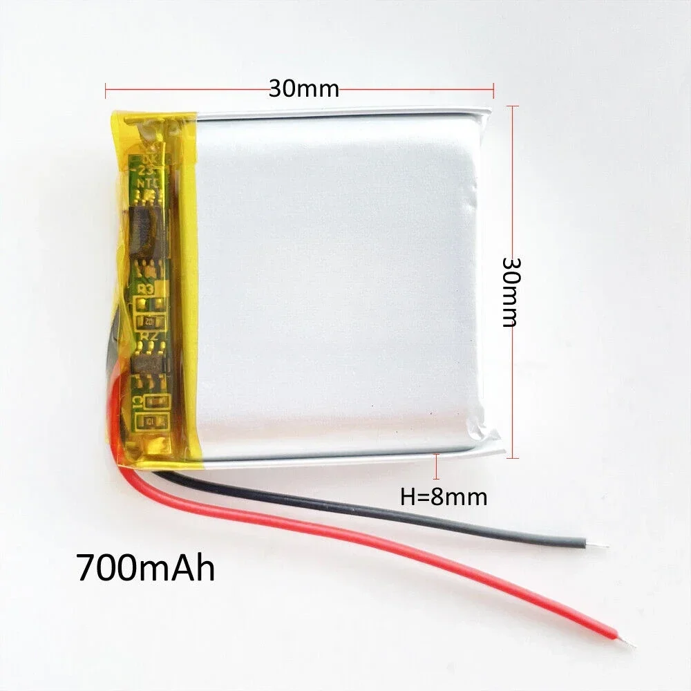 10pcs 803030 For GPS Camera Recorder MP3 LiPo Polymer 700mAh 3.7V Rechargeable Battery