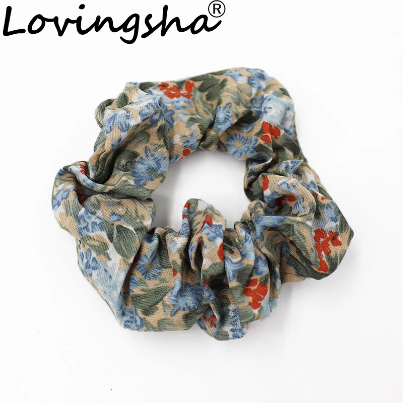 LOVINGSHA Women Floral Hair Accessories Fashion Ladies Hair Tie Lady Scrunchies Ponytail Hair Female Girl Holder Rope AFC264