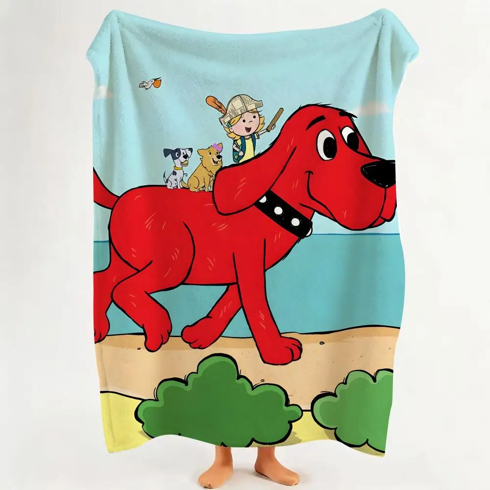 Cartoon C-Clifford The Big Red D-Dog Throw Flannel Throw Blanket Suitable for Sofa、Living Room、Bedroom - view 2