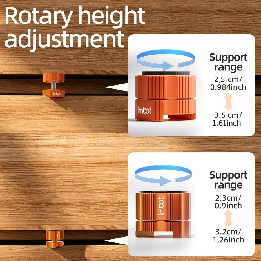 2pcs Drawer Board Mounting Support Multi-Purpose Height Adjuster Rotating Aluminium Alloy Anti-Scratch Panel Alignment Tool