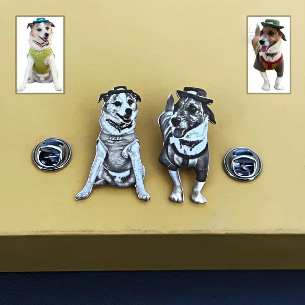 Pet Portrait Customize Brooch Stainless Steel Pet Dog Brooch Personlized Pet Picture Customize Brooch Pet Memorial Gifts
