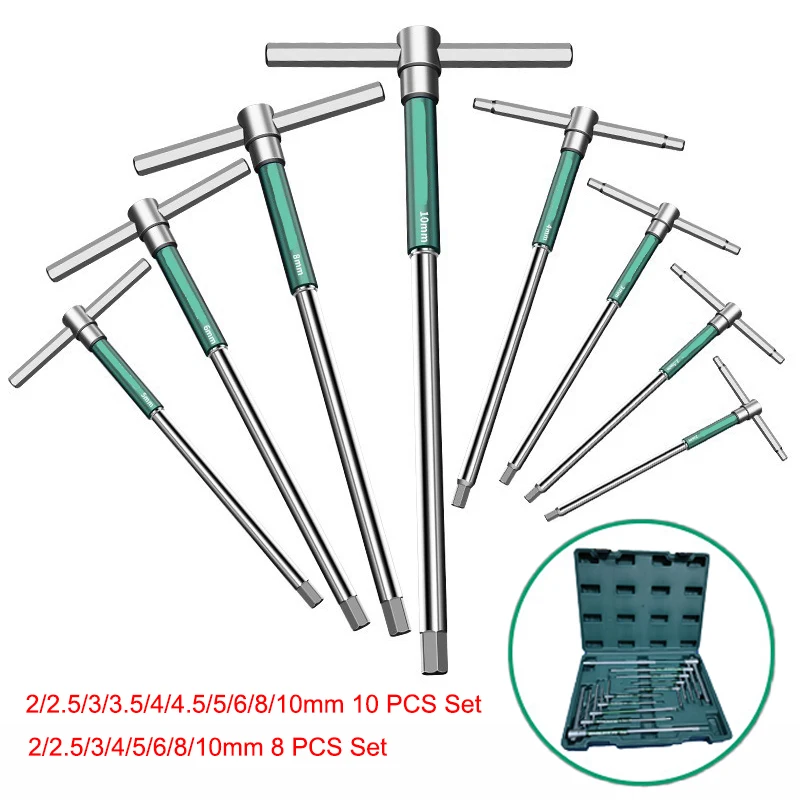 Hand tool high-speed rotating hexagonal sliding rod screwdriver 2-10mm kit T-shaped hexagonal torque wrench