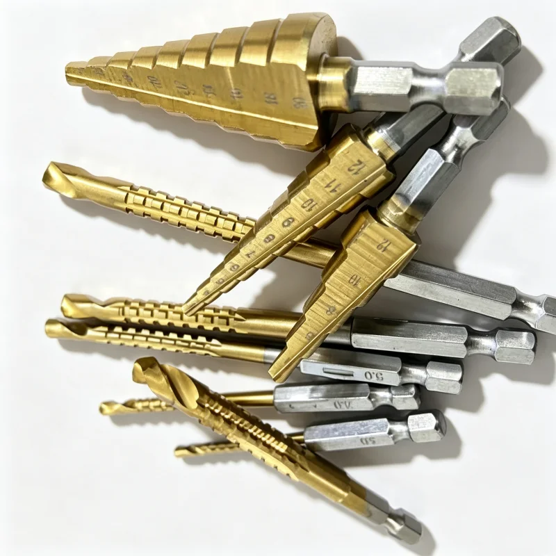9-teiliges Titan-beschichtetes Stufenbohrer- und Sägebohrer-Set, Sechskantschaft Multifunktionale Lochöffnungsbohrer für Holz, Metall, Kunststoff – Detail 4