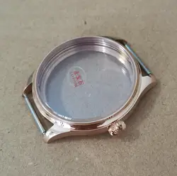 Rose gold 44mm 316L Stainless steel watch case pumpkin shaped crown sapphire Suitable for ETA6497 Seagull ST36 movement