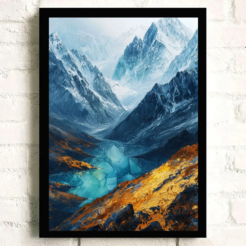 Impasto طبيعة المشارك الغابة الأزرق بحيرة جبل شجرة الذهب قماش الطباعة للمنزل غرفة جدار الفن الديكور اللوحة بدون إطار