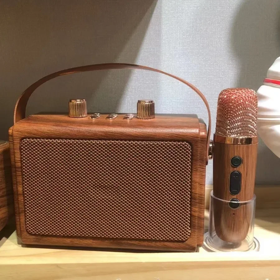 HIFI Wireless Surround Sound altoparlanti musicali Retro Portable Home Party Karaoke Sound System con microfono Caixa De Som Bluetooth