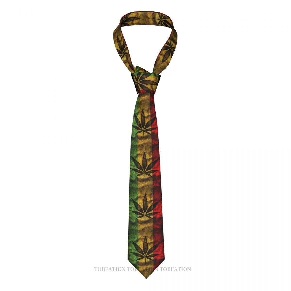 Rasta Flag Print Ties Weed Leaf Casual Unisex Neck Tie Shirt Decoration Narrow Striped Slim Cravat