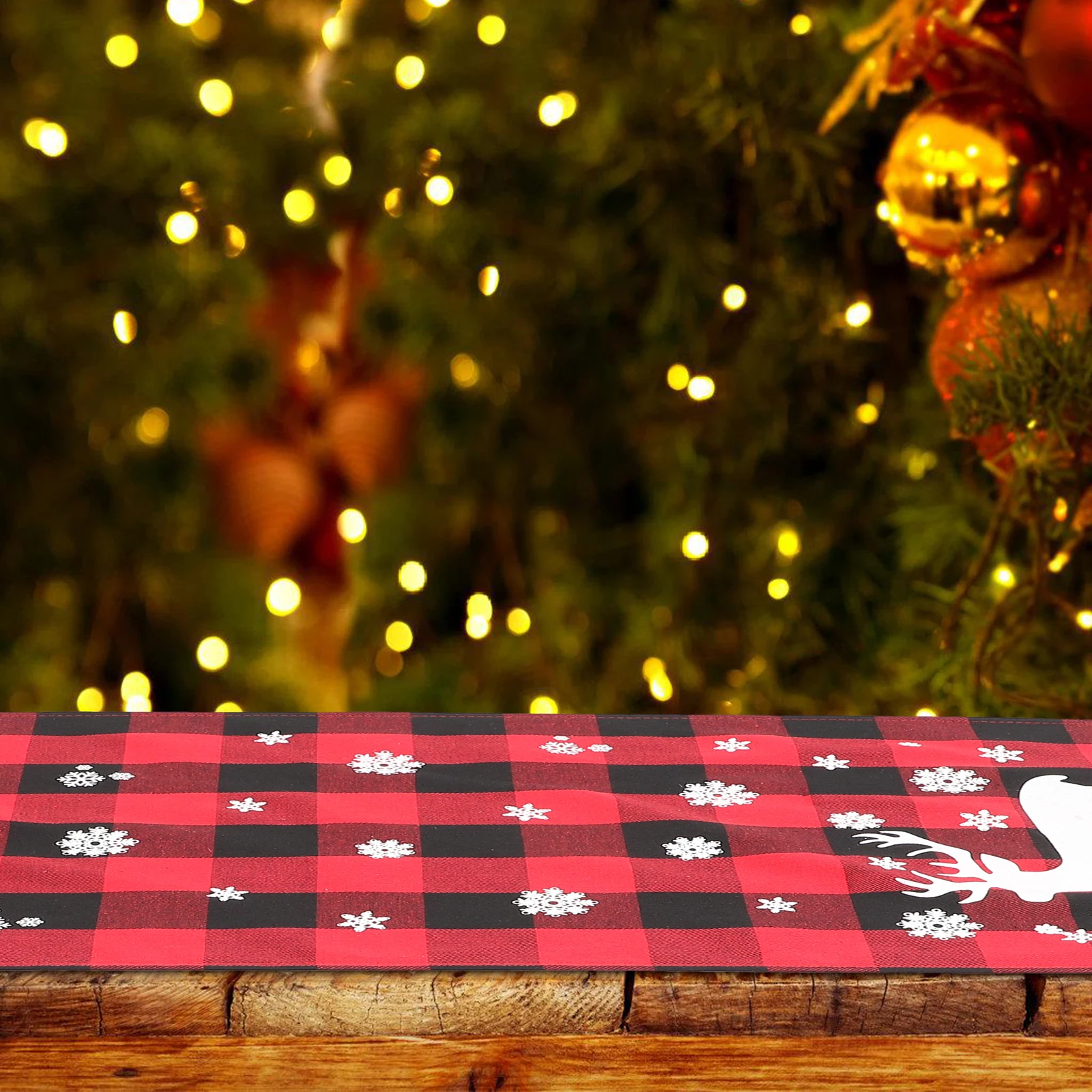 

Christmas Table Runner Decoration Winter Holiday Desktop Decorative Cloth Kitchen Dining