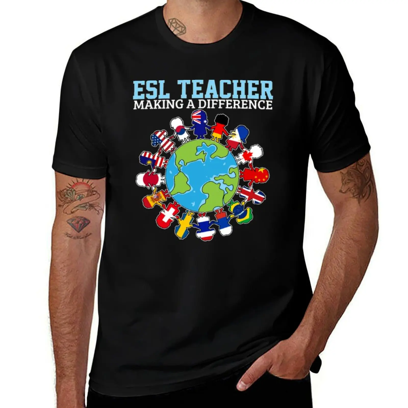 Esl teacher marking a difference T-Shirt Fashion Graphic Tee for Men T-Shirt