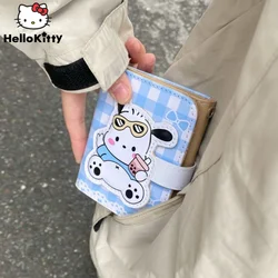 Sanrio Kawaii Cartoon Women Wallet Melody Kuromi Pachacco Pom Pom Purin Cute Girl Purse Bags Y2k Fashion Luxury Student Coin Bag