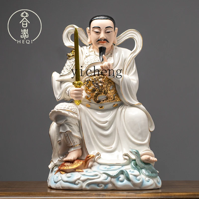 Ceramic Xuantian God Statue Zhenwu Emperor Xuangu Emperor Home Worship Ornament