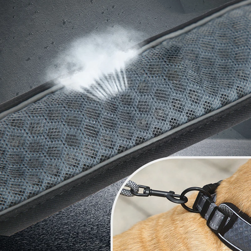 عاكس طوق بكلاب طوق الحيوانات الأليفة الحيوانات الأليفة الجر حبل مناسبة لينة النيوبرين مبطن تنفس النايلون طوق الحيوانات الأليفة قابل للتعديل