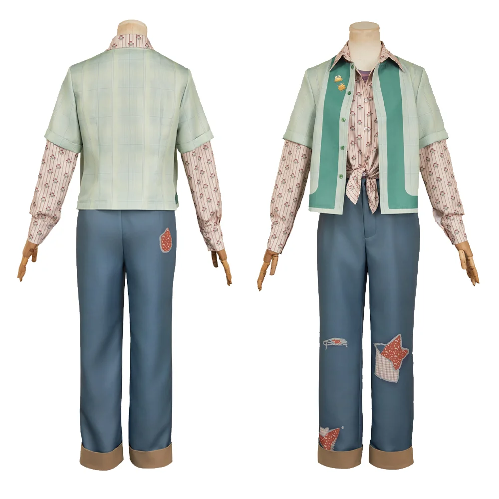

Max Mayfield Cosplay Costume Light Green Jacket Long-sleeve Striped Shirt Blue High-waisted Pants Halloween Party Disguise