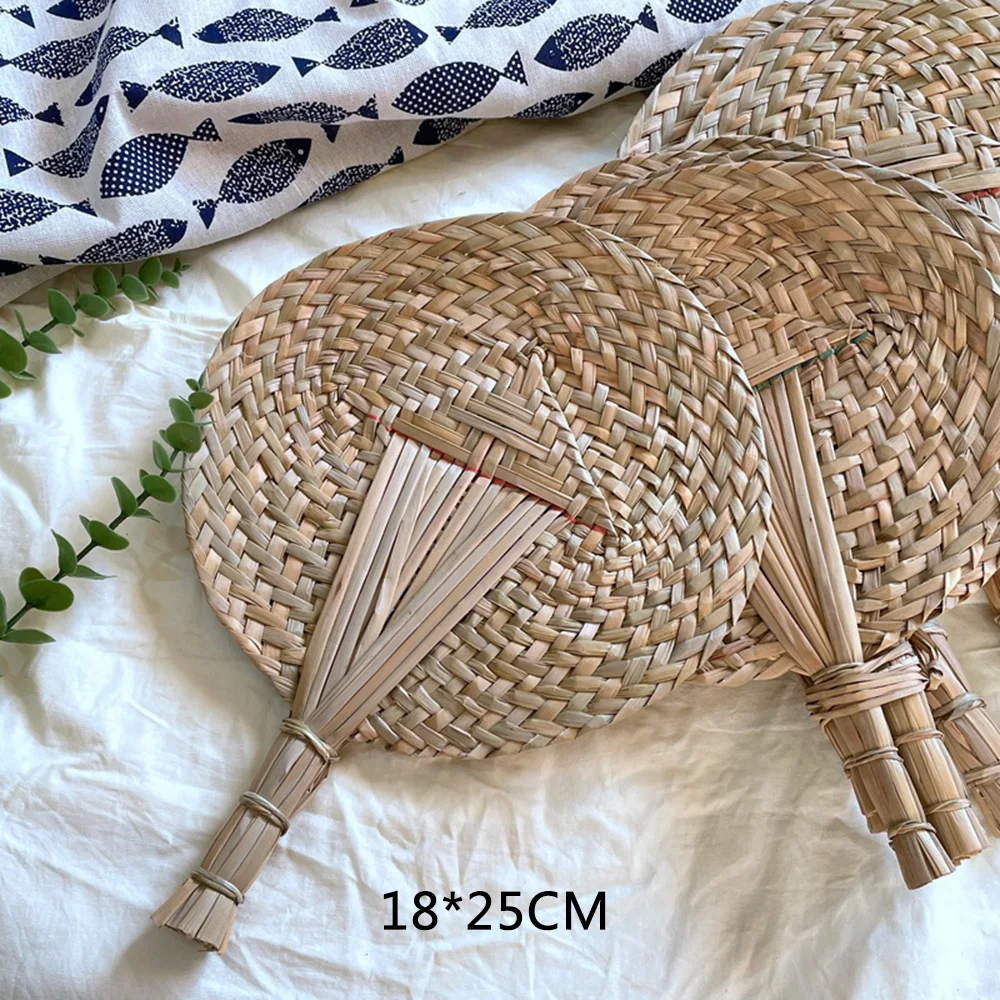 1PC Handmade Rattan Straw Fan for Living Room Bedroom Wall Hanging DIY Wedding Party Home Decor Accessories