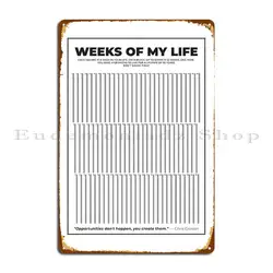 Life Calendar Weeks Of My Life Square 2023 Metal Sign Plaques Customize Wall Decor Pub Mural Club Tin Sign Poster