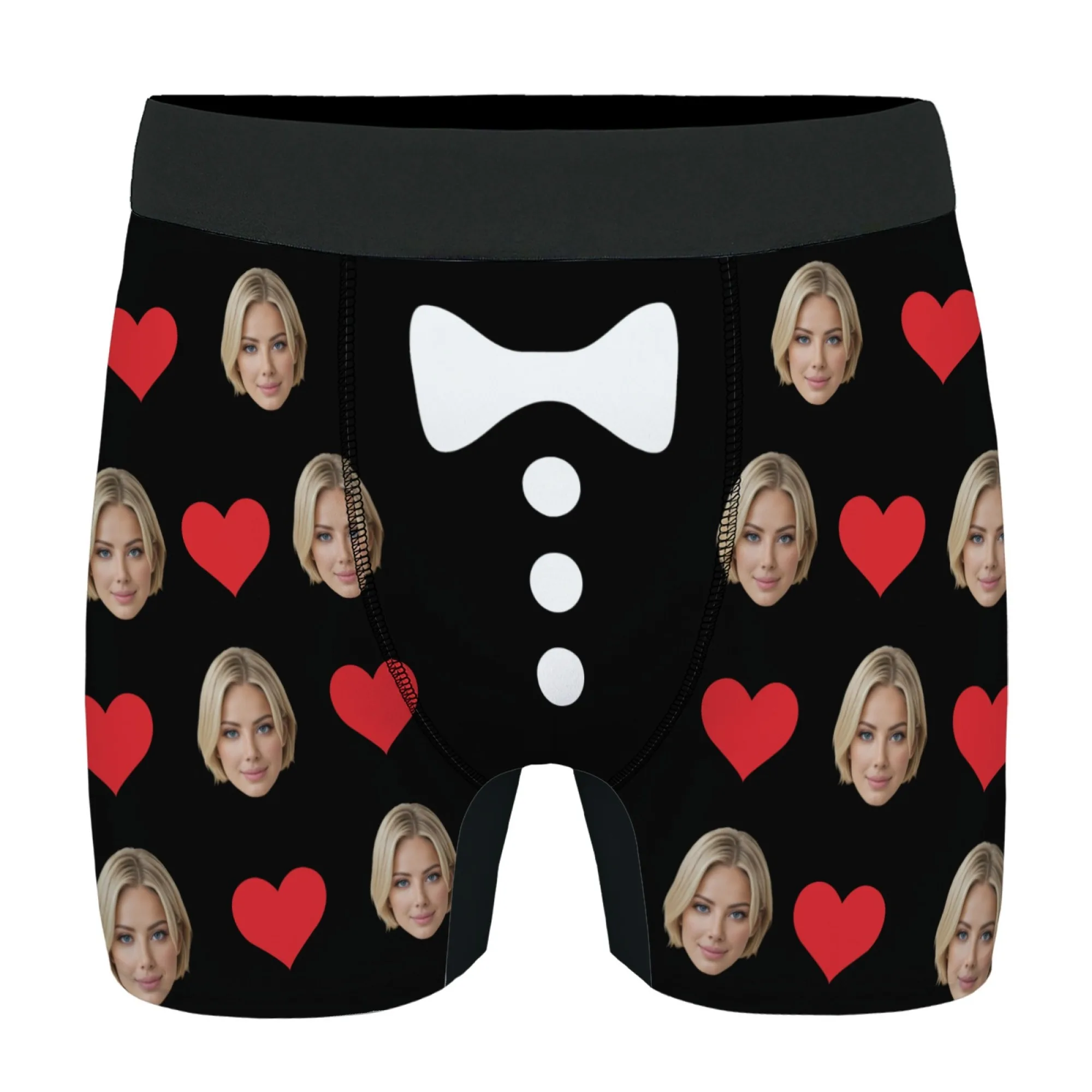 Custom Photo Men's Underwear Tuxedo Bow Tie Print Boxer Briefs Personalized Valentine's Day Anniversary Gift for Him