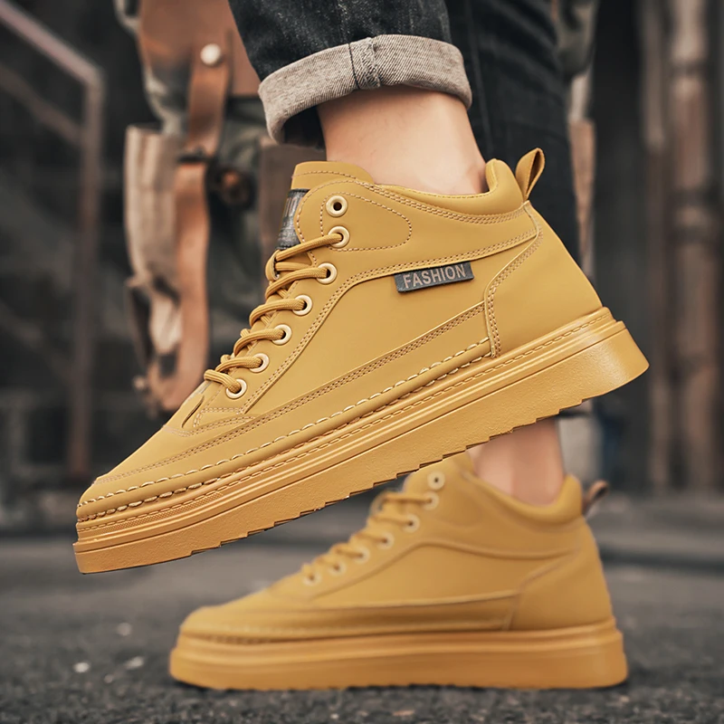 2025 Viral Men's Fashion Sneakers - Chunky Sole Hong Kong Style Height Boost Breathable Comfortable Daily Commute