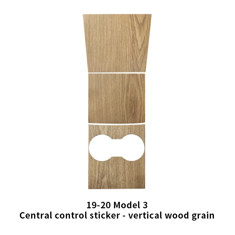 Center Panel & Dashboard Cover Sticker For Tesla 2017-2020 Model 3 – 2PCS Vertical Wood Grain Console Film,