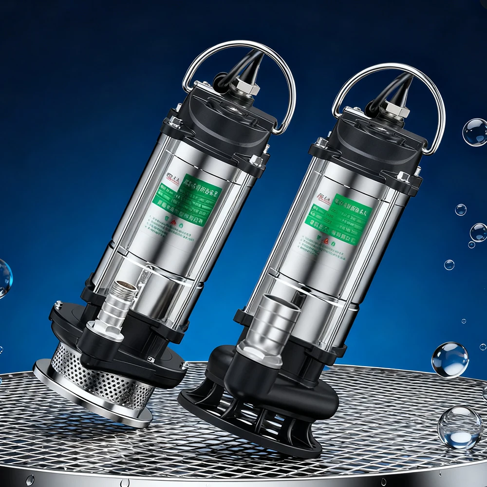 220V 스테인레스 스틸 수중 펌프 전기 배수 펌프 휴대용 물 펌프 휴대용 홍수 배수 펌프 헤비 듀티 하수 펌프