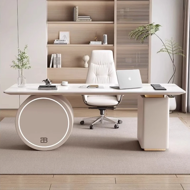 

Nordic sintered stone office table Modern high-end minimalist design Computer desk elegant luxury mesa para escritório furniture