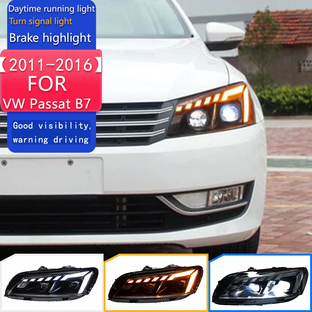 

Автомобильные аксессуары, фара для VW Passat B7, фары 2011-2016, Passat, светодиодная фара, линза проектора Drl, динамический сигнал, авто