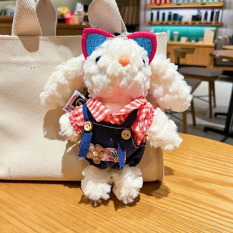LLavero de conejito de orejas largas de dibujos animados creativo, juguete de peluche, falda de princesa, disfraz, bolso de conejo cambiable, regalo bonito para estudiantes y niños