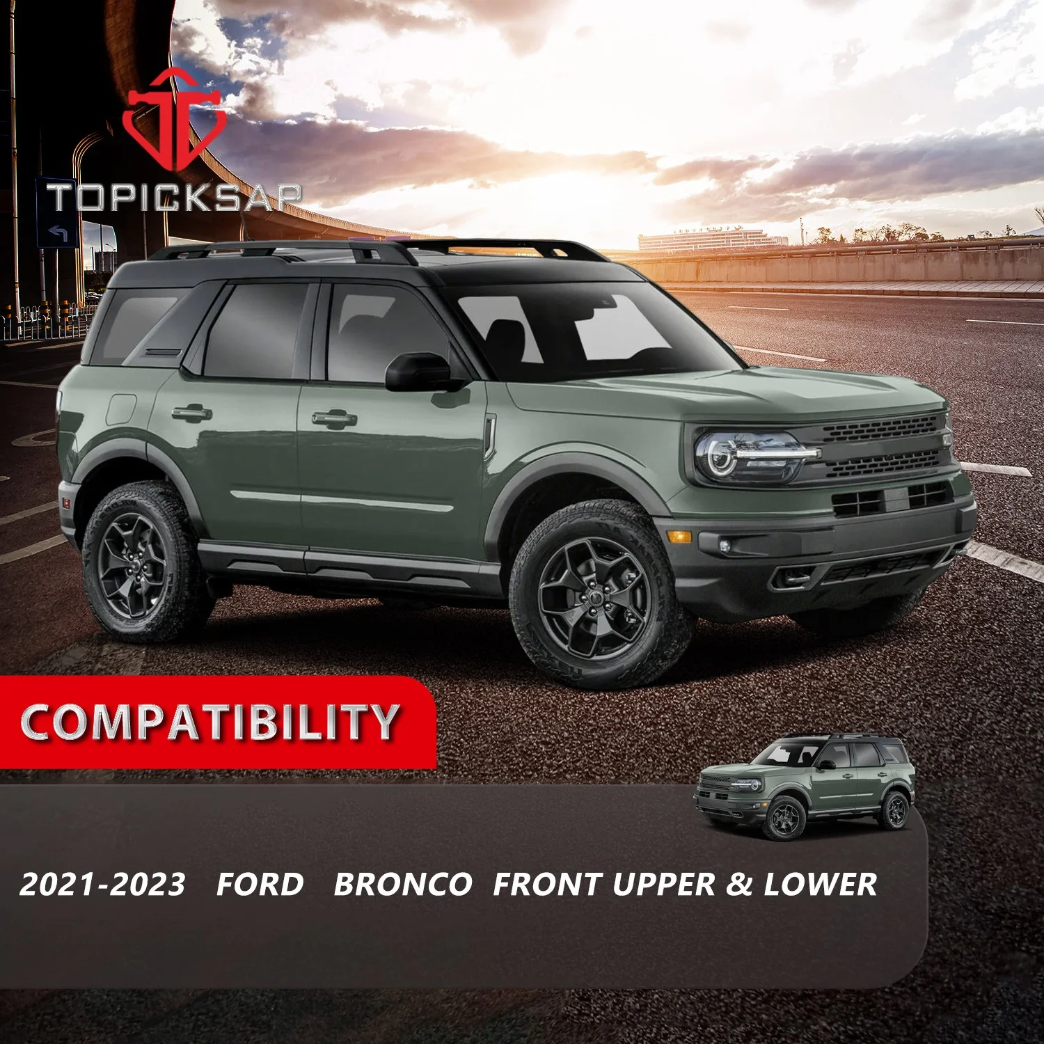 TOPICKSAP 4Pcs Front Lower Upper Left Right Control Arm w/Ball Joint Assembly for Ford Bronco 2021-2023 MB3Z3079N CMS401301