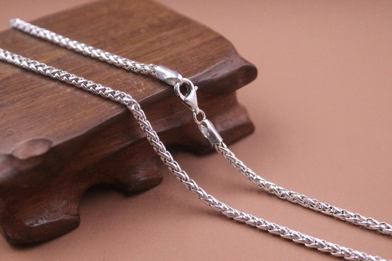 Real Pure S925 Sterling Silver Chain Men Women 3mm Foxtail Wheat Necklace 16g / 50cm