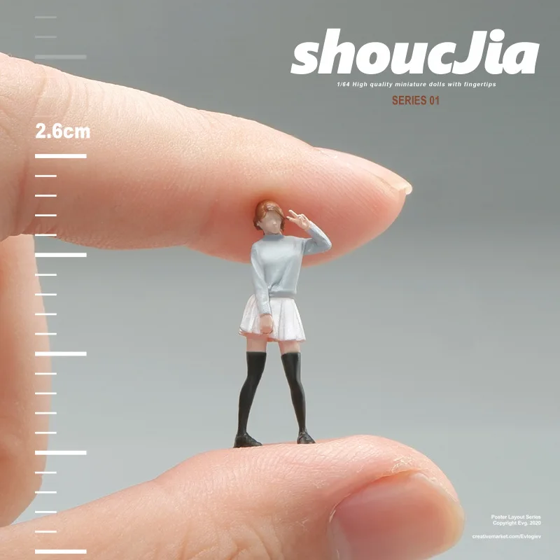 1:64 アニメ JK ガールミニ人形フィギュアモデルミニチュア写真の小道具シーンモデル DIY 砂テーブル造園装飾品ギフト