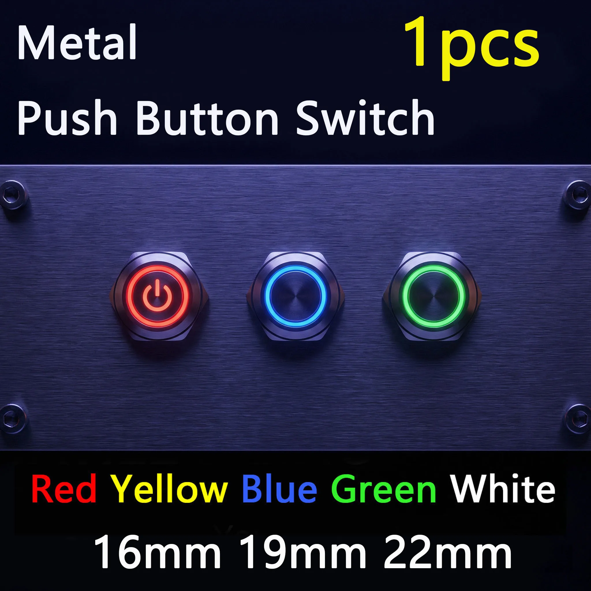 

16mm 19mm 22m 12V On Off Metal Push Button Switch Waterproof Momentary LED Light Car Start Latching 3V 6V 24V 110V 220V Green