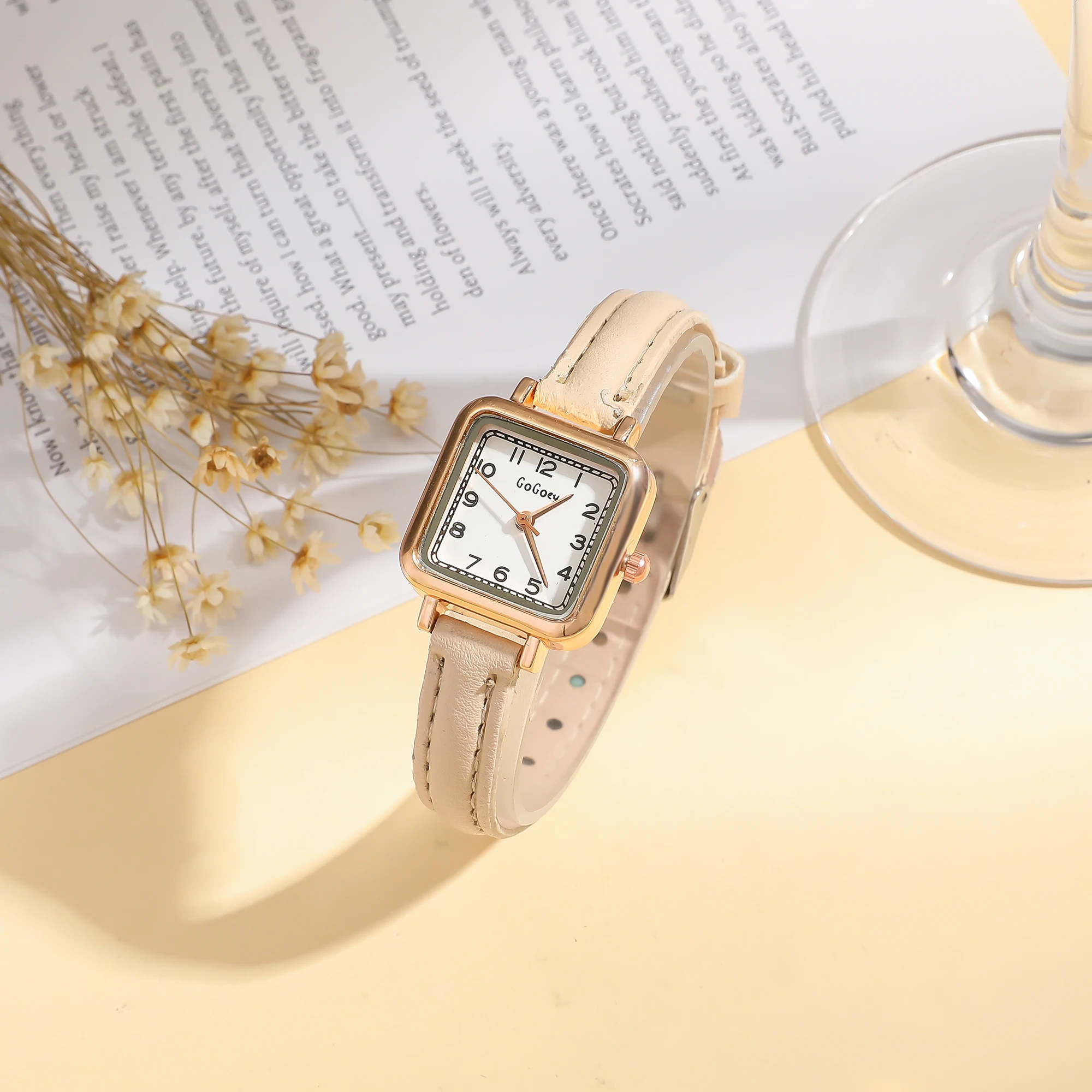 Delicate small square watch women Korean version simple belt watch small square dial quartz watch