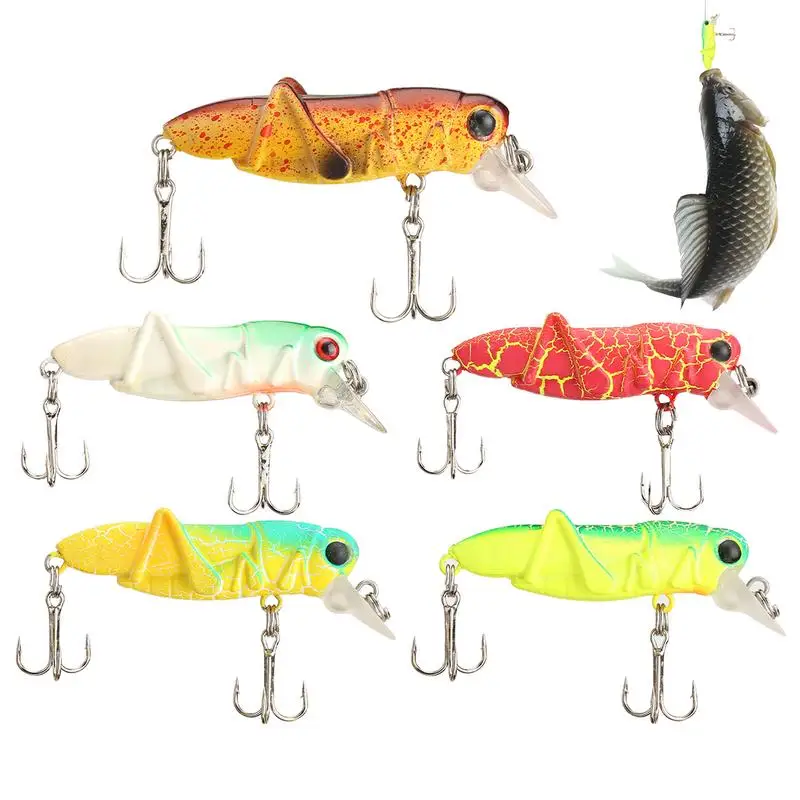 Grasshopper Crankbait 5pcs Grasshopper Topwater Lures With Storage Box For Freshwater Saltwater Swim Bait Artificial Bass Lure