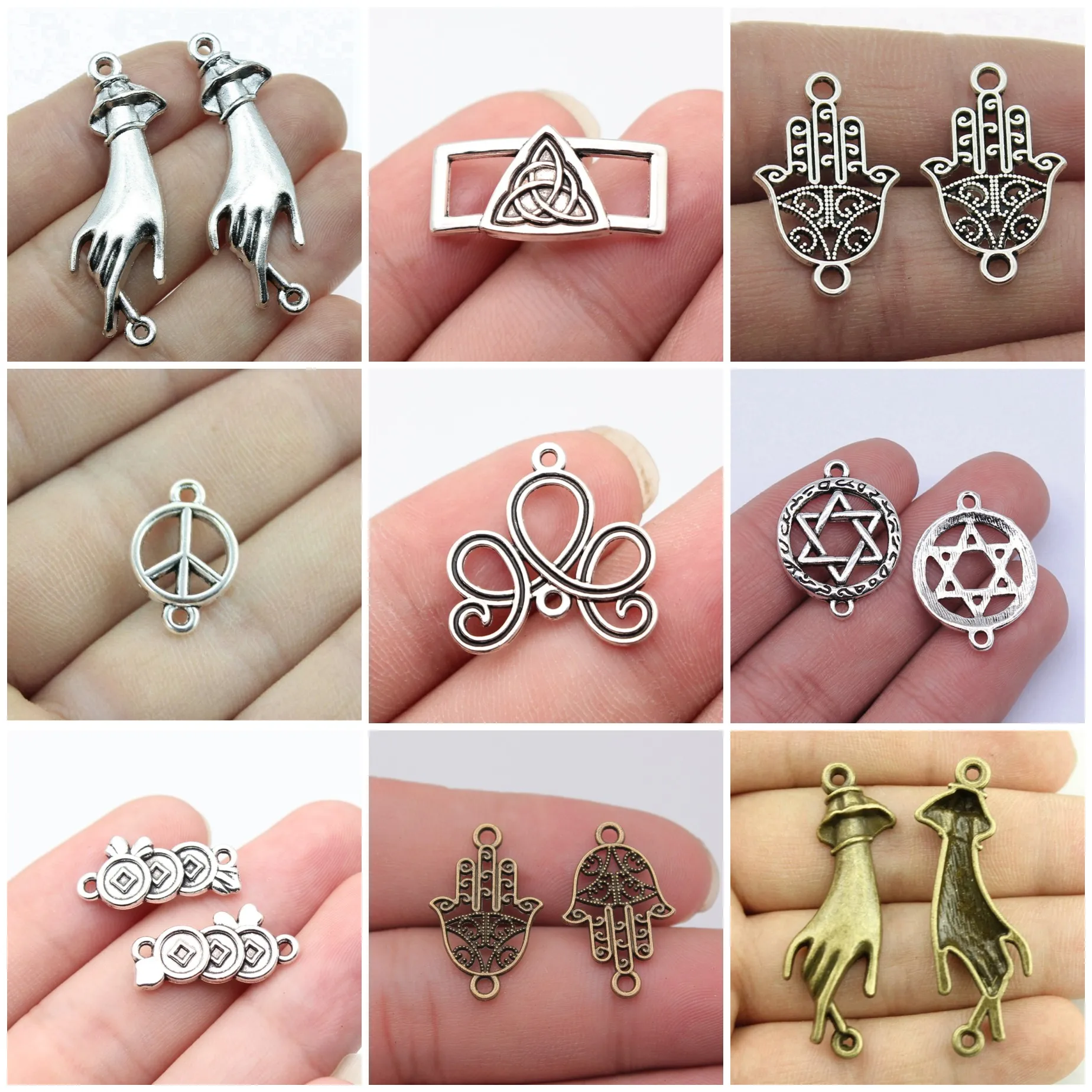 Celtic Hamsa Hand Amulet Jewelry Connectors Findings For DIY Bracelet Necklace Jewelry Making Supplies