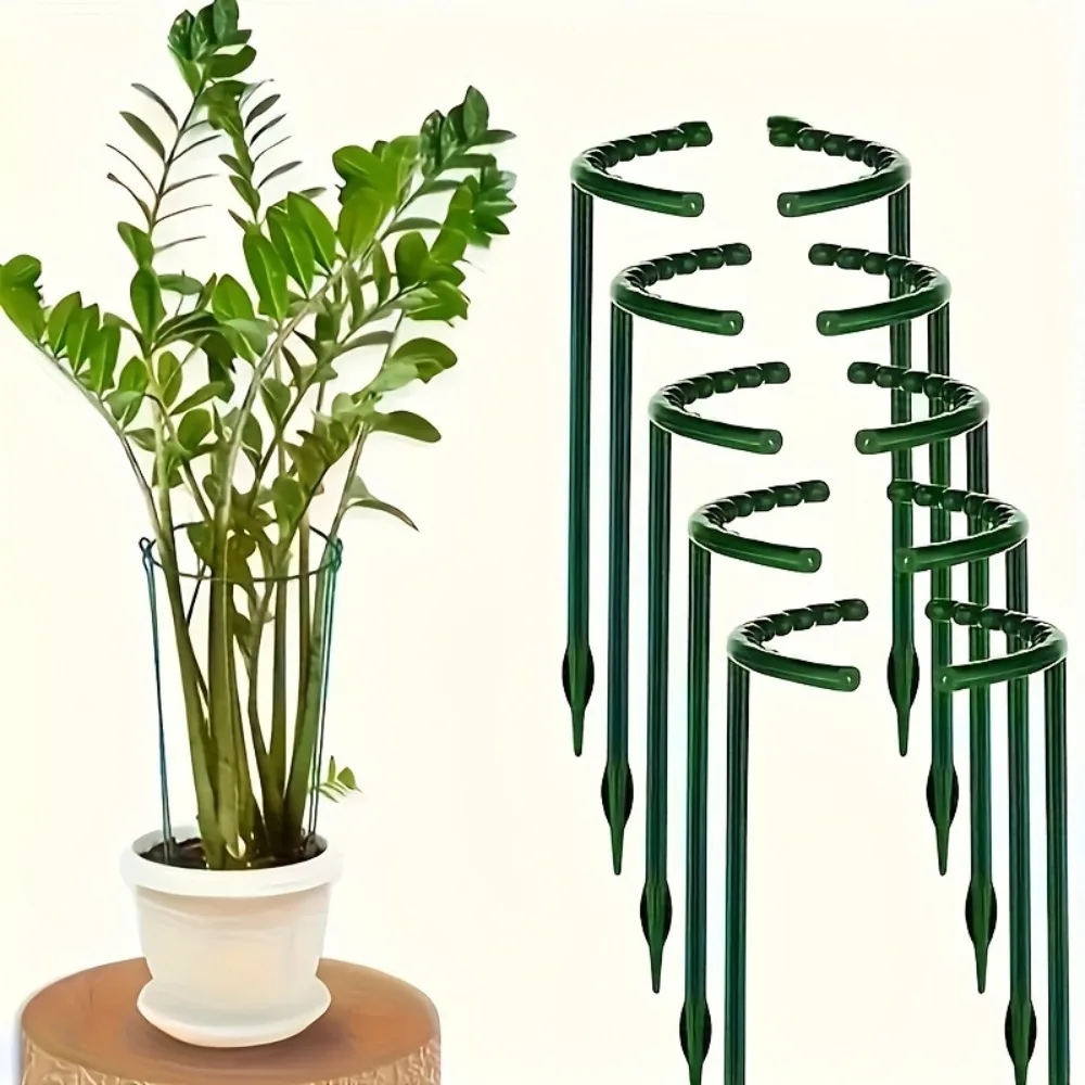 Plant Support Stakes Half Round Garden Plant Supports Plastic Plant Cage Holder for Potted Plants Prevent Drooping Reusable