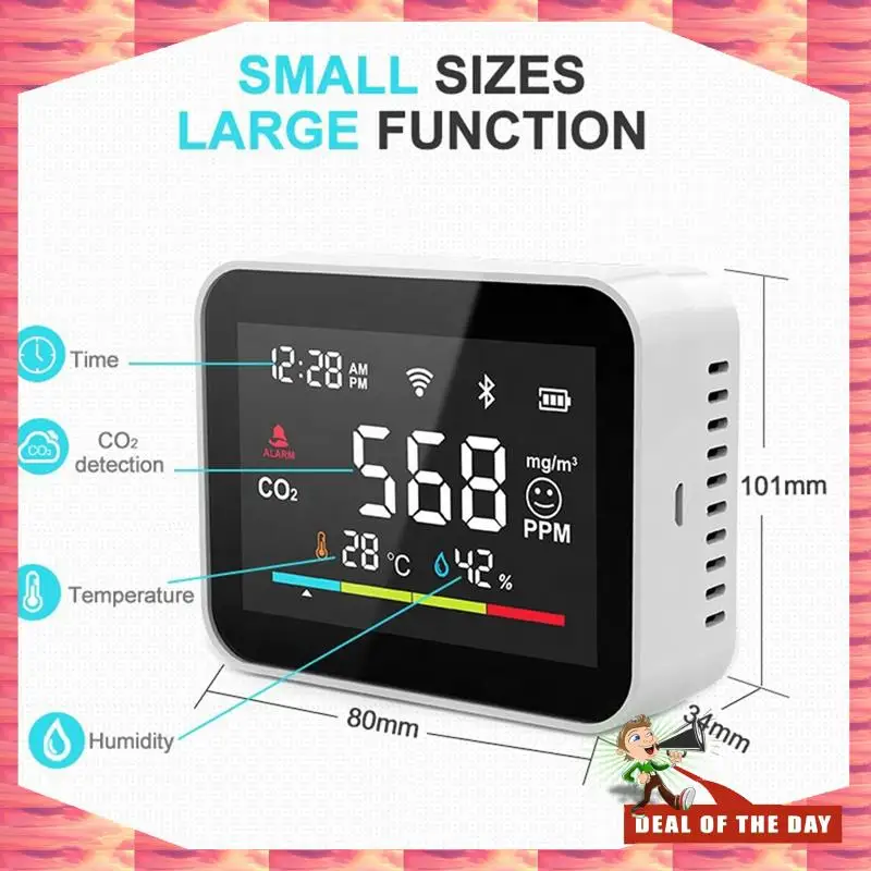 24-Hour Delivery Tuya CO2 Dioxide Detector WIFI CO2 Monitor Meter Co2 Sensor Indoor Agricultural Greenhouse Air Humiture Sensor