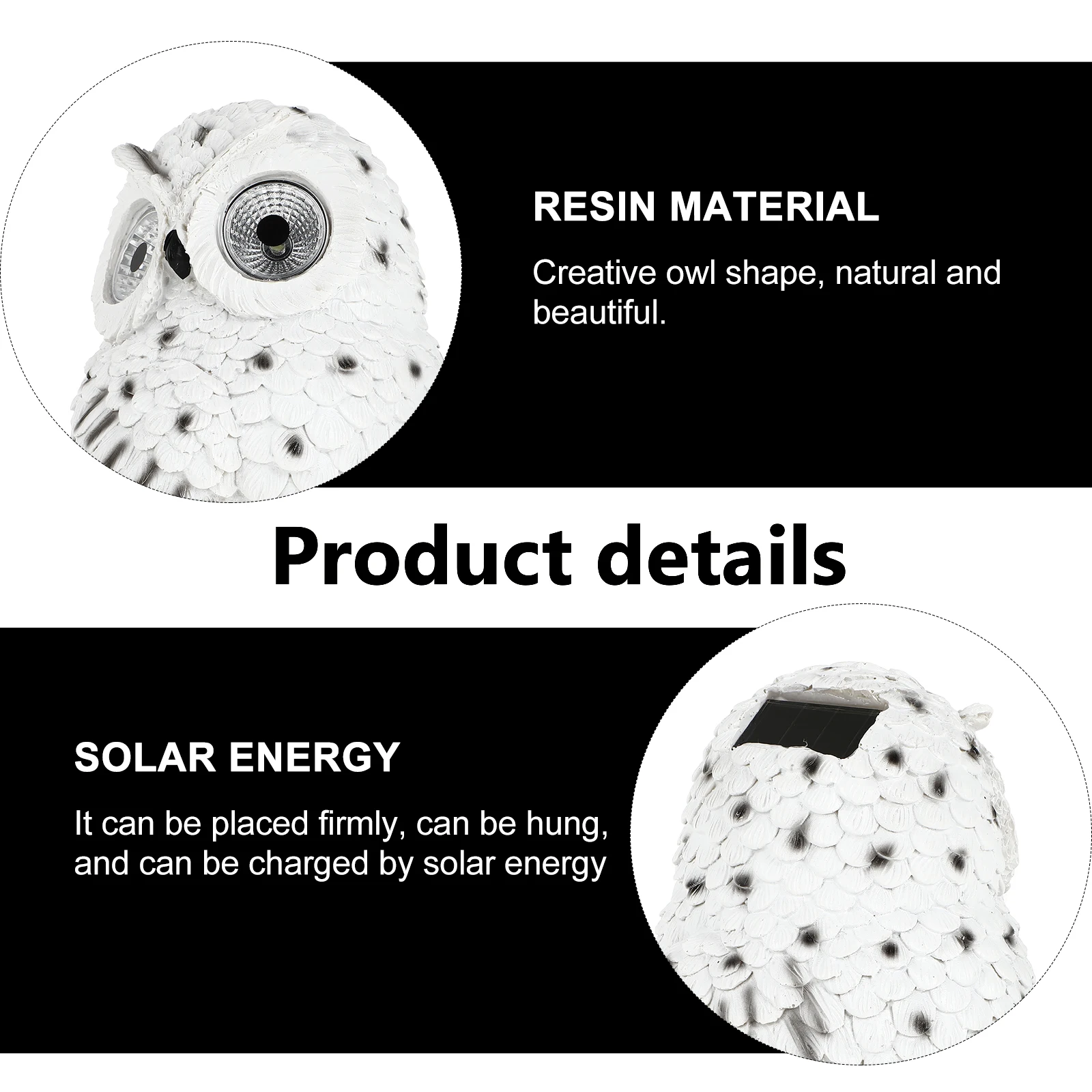 

Solar Owl Figurines Resin Statue Decorations for Home Garden Lawn Balcony Outdoor Terrace Pathway Patios Vivid Details Beautiful