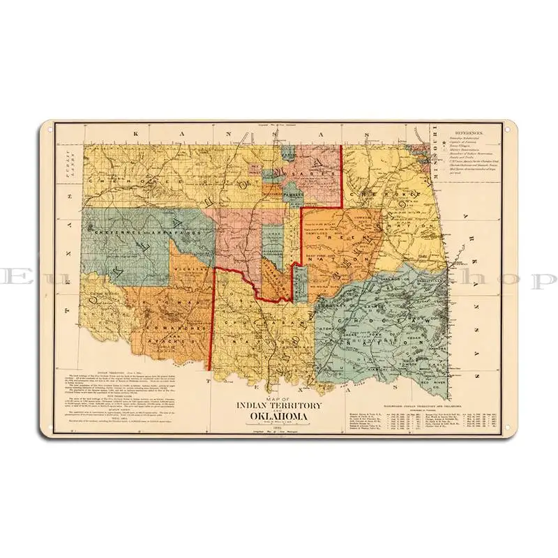 Oklahoma Territory 1890 Metal Plaque Poster Design Decoration Classic Print Garage Tin Sign Poster