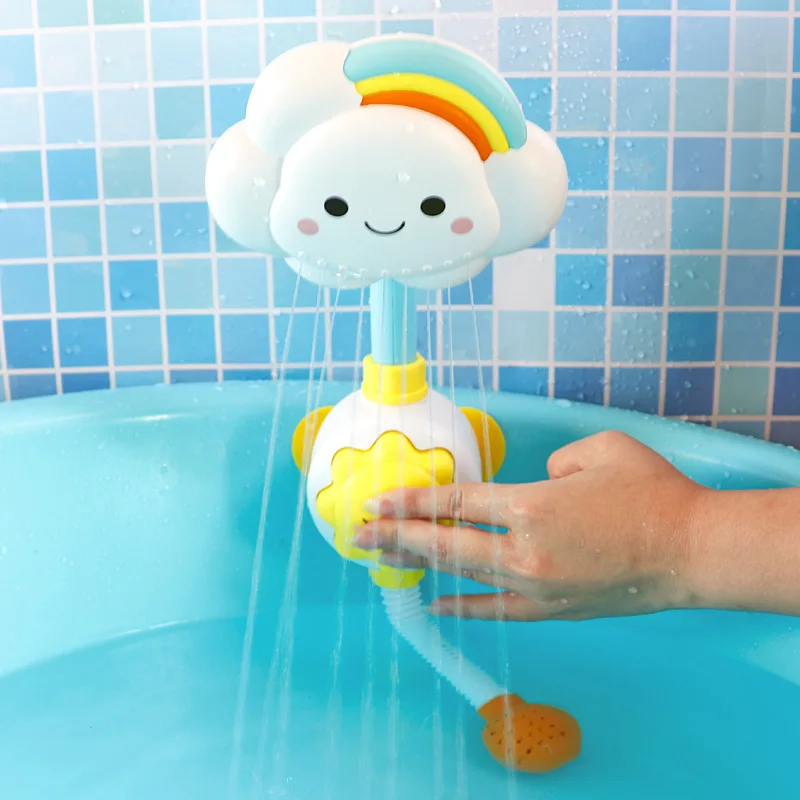 Juguetes de baño para bebés, ducha de bañera en la nube, caños de baño, ventosas, grifo plegable, juguetes de baño para niños, ducha de