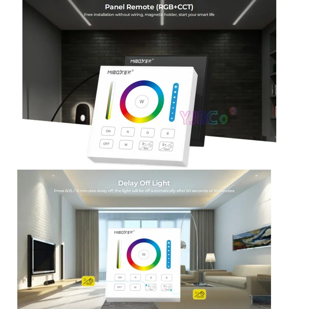 Miboxer 86 Type Smart Touch Panel Remote dimming/CCT/RGB/RGBW/RGB+CCT LED Strip Controller single color 4-Zone dimmer Switch