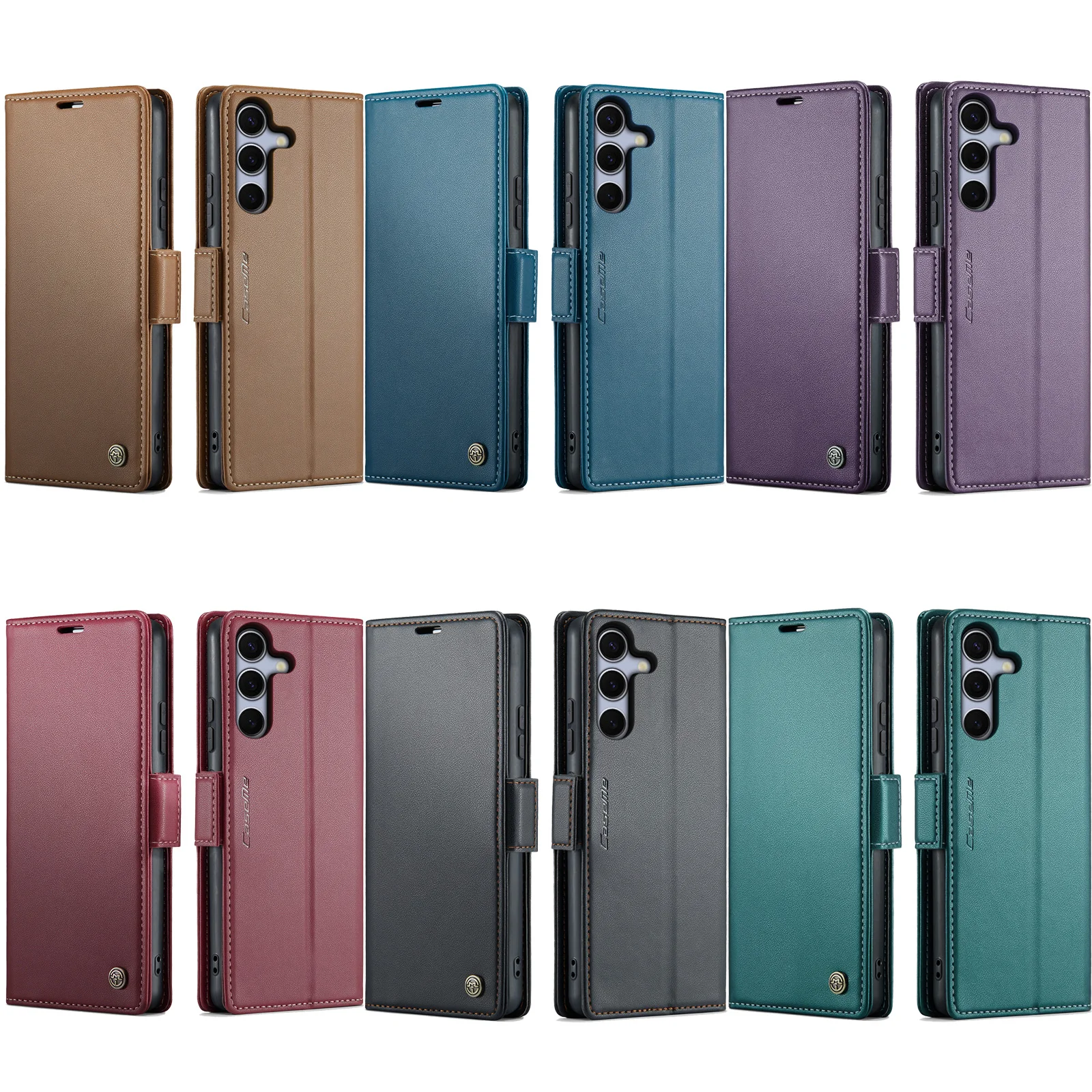 

S25FE Caseme-023 For Samsung Galaxy S20 S21 S22+ S23 S24 S25Ultra Side Buckle Flip PU Leather Card Wallet Phone Case Stand Cover