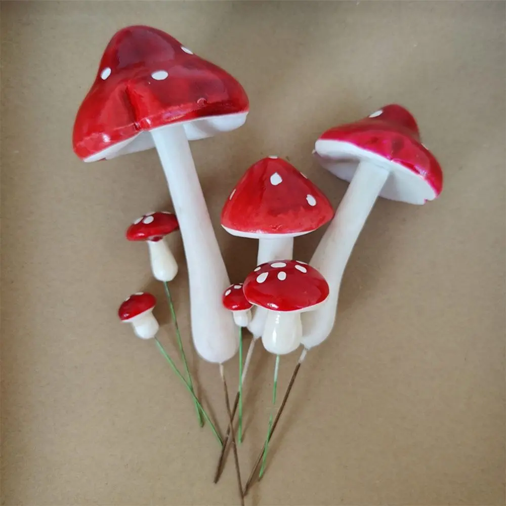 

Gift Foam Simulated Mushroom Cake Topper Red Dessert Decor Mushroom Cupcake Flag DIY Baking Happy Birthday Cake Decorating