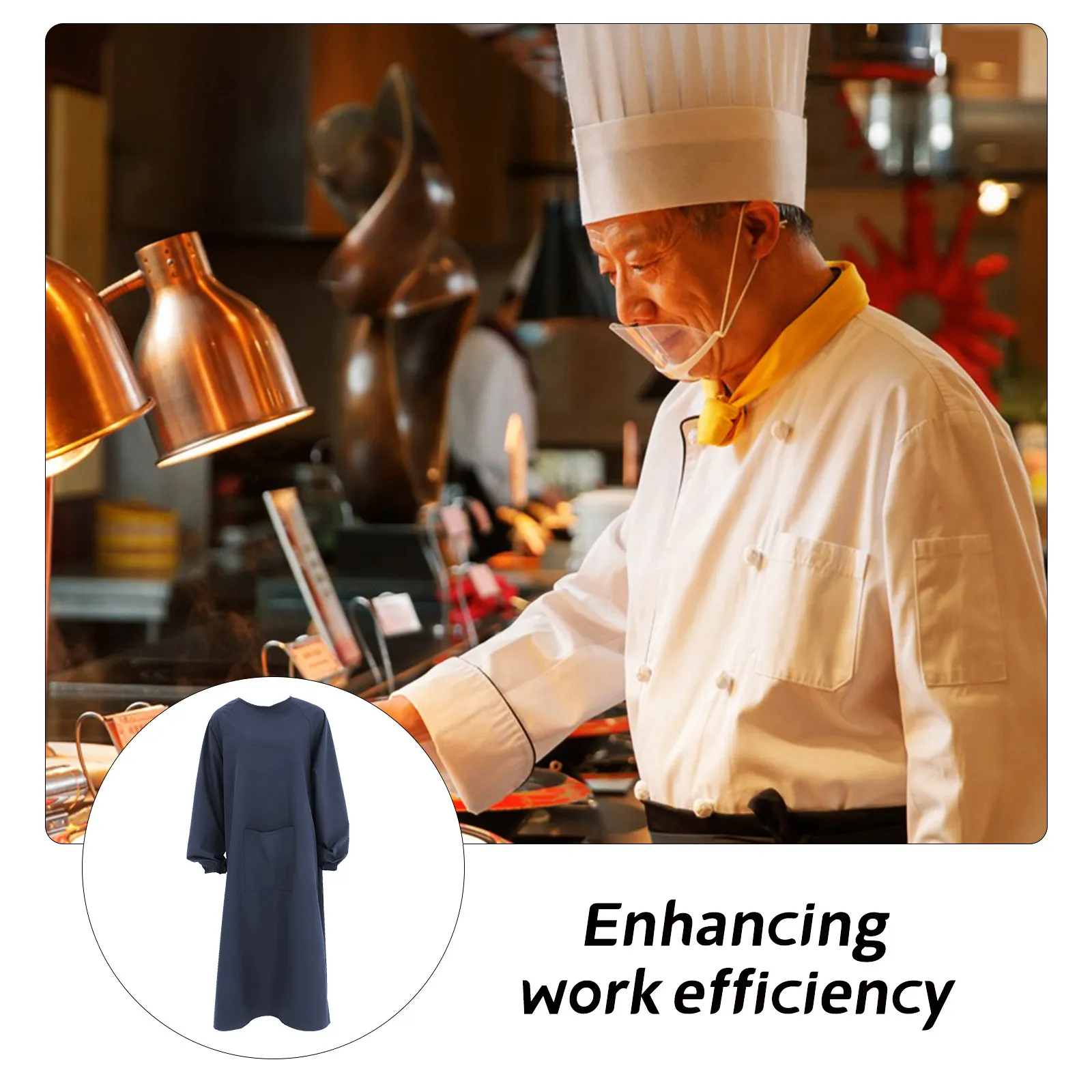 Dark Blue Waterproof Long Sleeve Apron Oilproof Work Overalls for Kitchen Cooking Cleaning Gardening Lab Dishwashing Heavy Duty