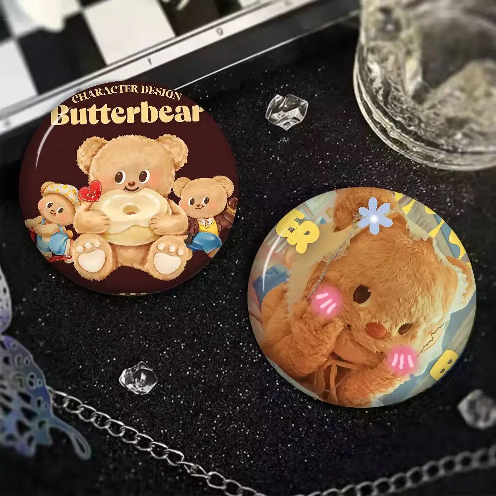Cute B-butter Bear Creative Tinplate Soft Button Pins Animal Icon Brooch Lapel Backpack Badge Accessories Pin