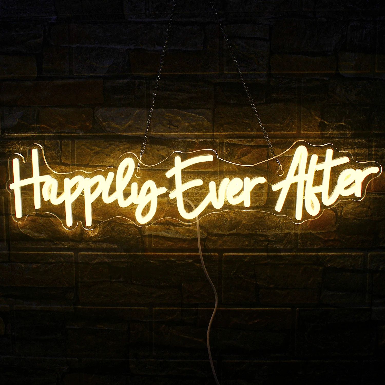 

Happily Ever After Neon Sign LED Warm White Room Wall Decor USB Powered Lights for Wedding Engagement Party Bar Bedroom Decor