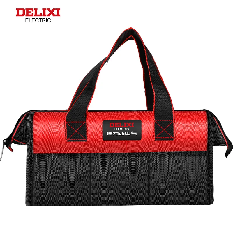 DELIXI ELECTRIC 13/14 Inch Electrician Tool Bag Wear-resistant Thickened Oxford Cloth Storage Bag Multi Pocket Portable Tool Bag