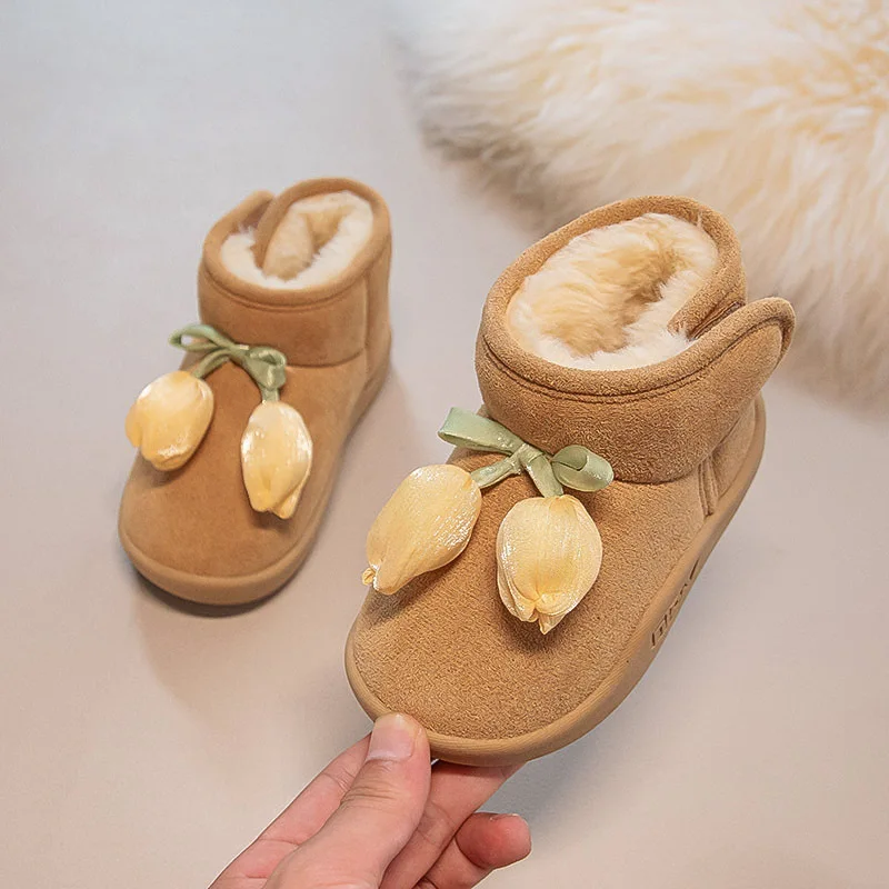 Fashion Baby Shoes 2025winter New Kids Snow Boots Retro Versatile Girls Ankle Boots Comfort Anti Slip Baby First Walkers Zapatos